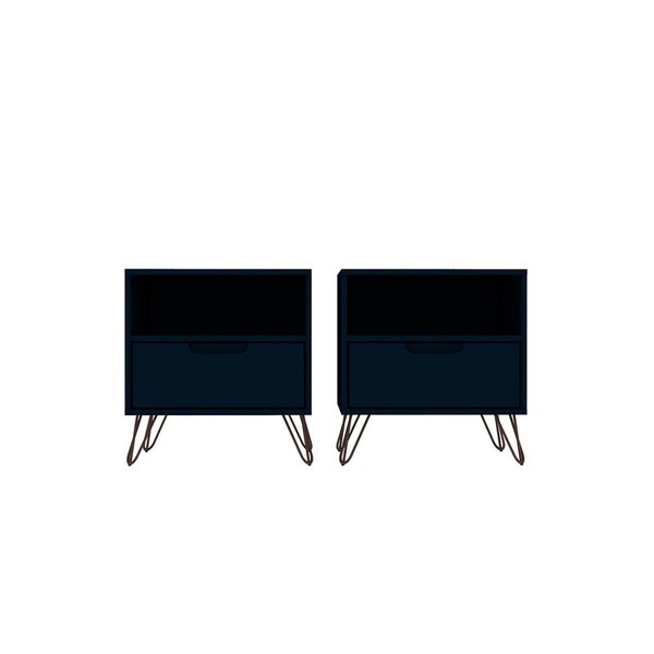Designed To Furnish Rockefeller 1-Drawer Tatiana Midnight Blue Nightstand, 21.65 x 20.08 x 17.62 in., 2PK DE2616464 - main